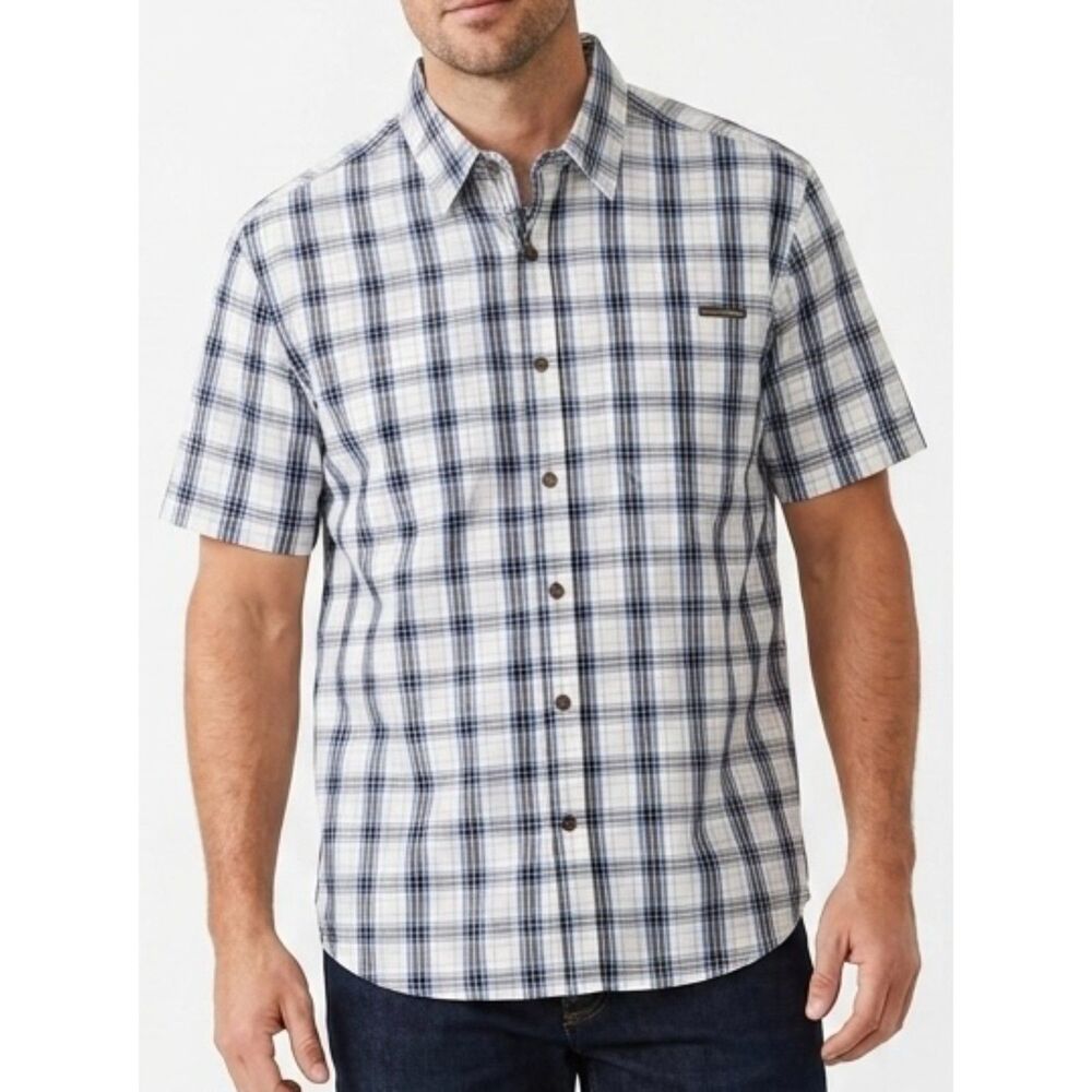 Field & Stream Plaid Mesh-Lined Short Sleeve Button Down Shirt XXL XX-Large